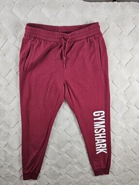 Gymshark Jogger Pants Mens Medium Red White Logo Gym Yoga